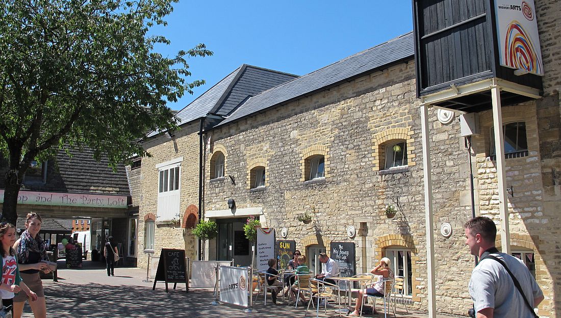 The outside of the former Victorian brewery building in Cirencester which is now the home of New Brewery Arts.